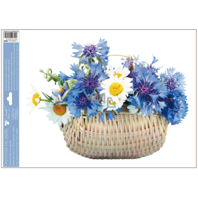 Window film without glue flowers blue in basket 42 x 30 cm