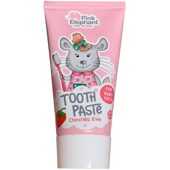 Pink Elephant Chinchilla Nela with strawberry flavour toothpaste for children 50 ml