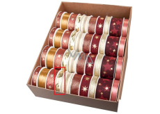 Ditipo Fabric Christmas ribbon with wire Gold 3 m x 25 mm