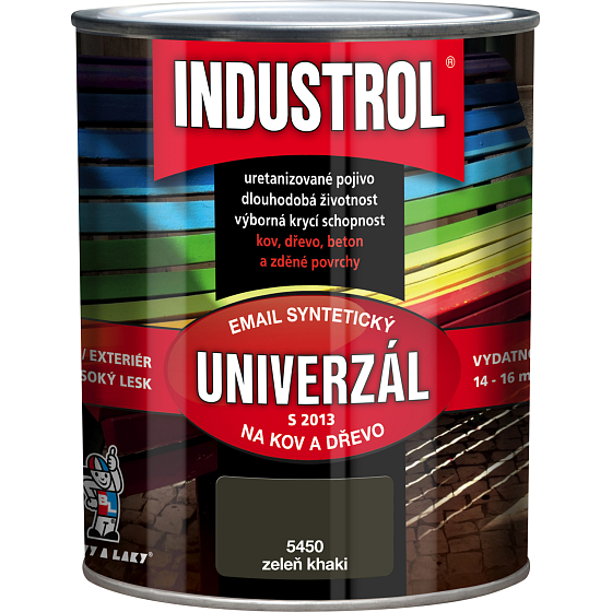 Industrol S2013 universal gloss topcoat for metal and wood, 5450 khaki green, 750 ml