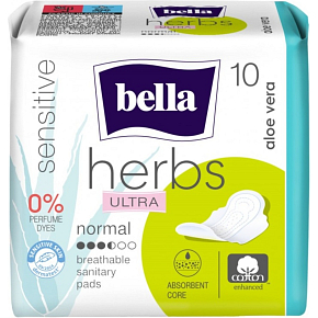 Bella Herbs Aloe Vera Ultra Normal ladies' pads with wings 10 pcs Bella Herbs Aloe Vera Ultra Normal ladies' pads with wings 10 pcs