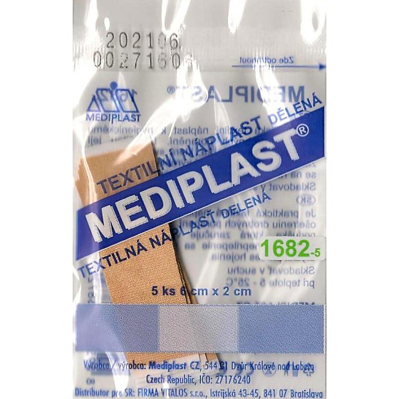 Mediplast textile plaster divided 6 cm x 2 cm 5 pieces
