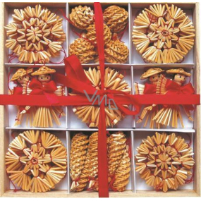 Straw decorations in box 40 pieces 2226