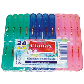 Clanax Plastic clothes pegs 24 pieces / 56 mm