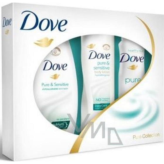 Dove Pure & Sensitive deodorant spray 150 ml + Shower gel 250 ml + Body lotion 250 ml, cosmetic set
