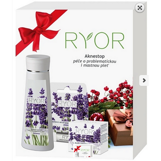 Ryor Aknestop Herbal tonic for problematic skin 200 ml, Cream with phytosphingosine for problematic skin 50 ml, Anti-acne roll-on for problematic skin 5 ml, cosmetic set