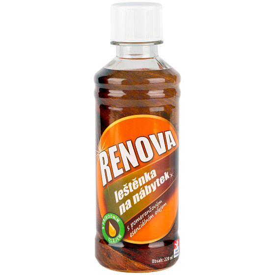 Renova Furniture Polish with Orange Essential Oil, Water and Weather Resistant 220 ml