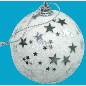 White flask with silver stars for hanging 6 cm