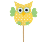 Felt owl with dots yellow recess 7 cm + skewers