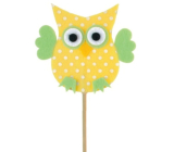 Felt owl with yellow dots, 7 cm pick + skewer