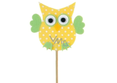 Felt owl with dots yellow recess 7 cm + skewers