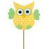 Felt owl with yellow dots, 7 cm pick + skewer