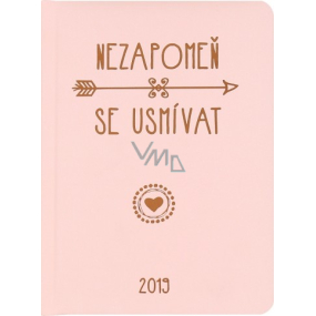 Albi Diary 2019 weekly Smile - pink with text 12,6 x 17 x 1,2 cm