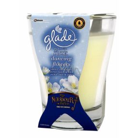 Glade by Brise Dancing Flowers - Unforgettable combination of exotic jasmine, intoxicating lilies, small lilies of the valley and white wood scented big candle in glass, burning time up to 52 hours 224 g