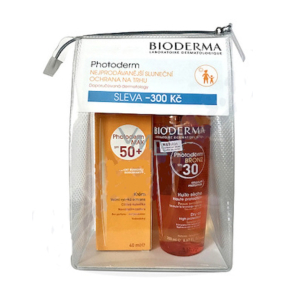 Bioderma Photoderm SPF30 Bronze dry oil for prolonging tan 200 ml + Max Photoderm Max SPF50 + cream 40 ml + case, cosmetic set