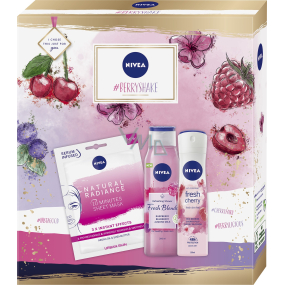 Nivea Berry Shake antiperspirant deodorant spray 150 ml + shower gel 300 ml + face mask 1 piece, cosmetic set for women