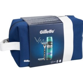 Gillette Mach3 shaver + spare head 2 pieces + Comfort shaving gel 200 ml + case, cosmetic set, for men