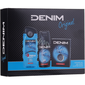 Denim Original aftershave 100 ml + deodorant spray 150 ml + shower gel 250 ml, cosmetic set for men