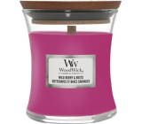 WoodWick Wild Berry & Beets scented candle with wooden wick and lid glass small 85 g