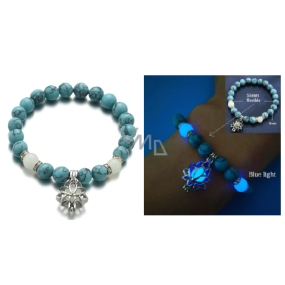 Tyrkenite glow-in-the-dark blue, bracelet elastic natural stone, bead 8 mm / 16-17 cm, stone of young people, looking for a life goal