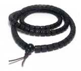 180 Mala necklace Ebony natural Tibetan Buddhist prayer wheel, six character mantra beads, 8 mm x 8 mm