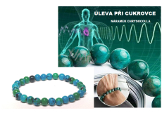 Chrysocolla against diabetes, elastic bracelet, ball 6 mm / 16 - 17 cm, King Solomon stone