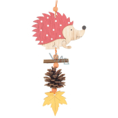 Wooden hedgehog with cone for hanging red 9 x 20 cm