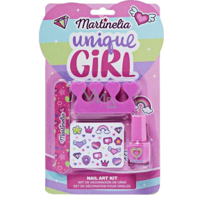 Martinelia Unique Girl nail polish 4 ml + nail file + nail stickers + finger separator, cosmetic set for children