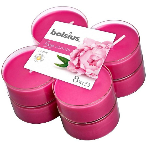 Bolsius Aromatic 2.0 Peony - Peony maxi scented tea lights 8 pieces, burning time 8 hours