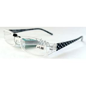 Berkeley Reading dioptric glasses +1,5 plastic white, black side frames with dots 1 piece MC2089