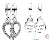 Sterling Silver 925 Friends - Dividable charm with heart 2in1, friendship bracelet pendant