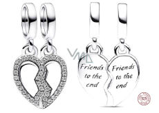 Sterling Silver 925 Friends - Dividable charm with heart 2in1, friendship bracelet pendant
