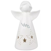 Porcelain angel with star with LED light 16 cm