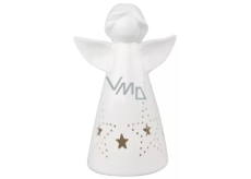 Porcelain angel with star with LED light 16 cm