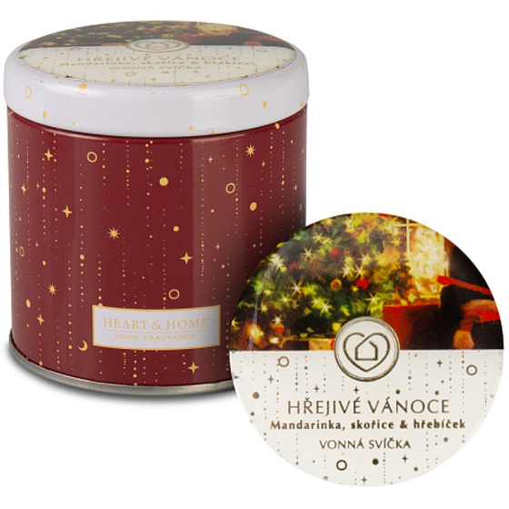 Heart & Home Warm Christmas soy scented candle in a tin burns up to 30 hours 125 g