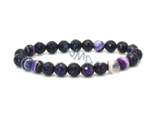 Agate purple facet bracelet elastic natural stone, ball 6 mm / 16 - 17 cm, symbolizes the element of earth