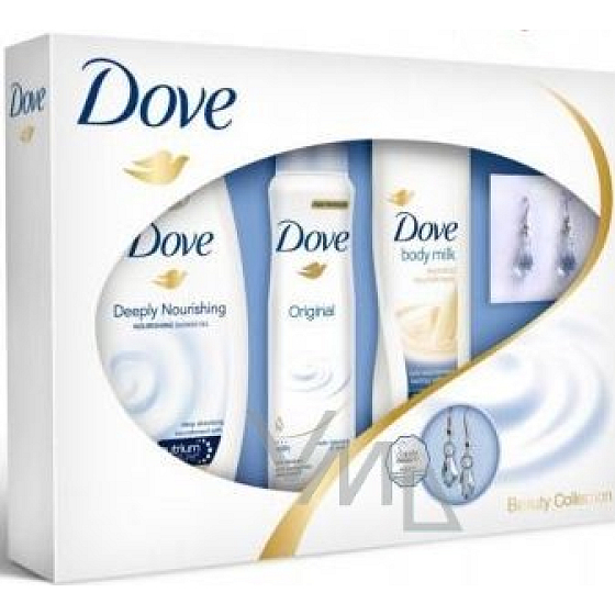 Dove Original deodorant spray 150 ml + shower gel 250 ml + body lotion 250 ml + earrings, cosmetic set