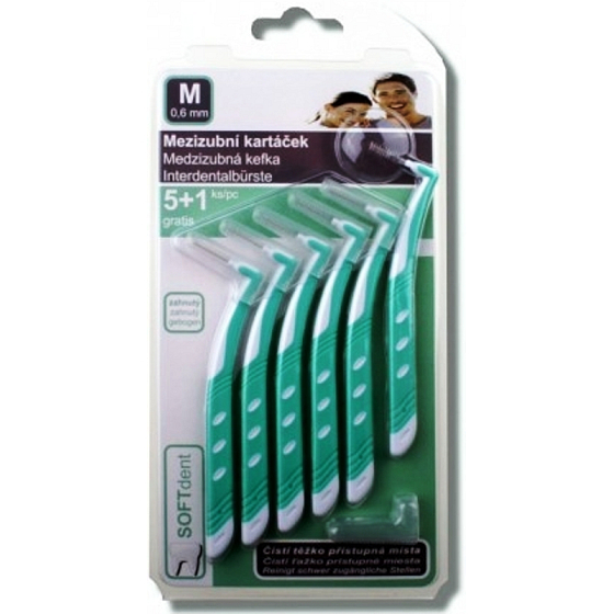 Soft Dent interdental brush curved M 0.6 mm 6 pieces