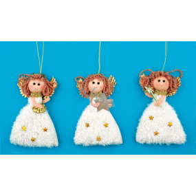 Golden angel with plush dress for hanging 12 cm 1 piece