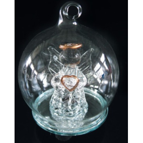 Glass ball with angel LED 6 cm