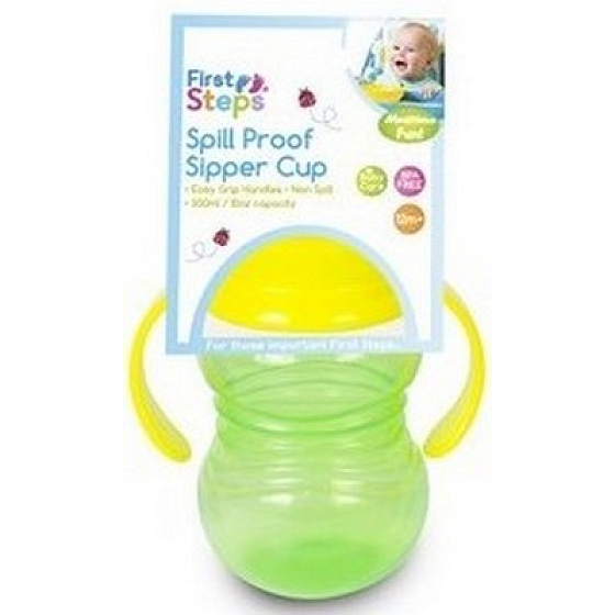 First Steps Sipper Cup 12+ bottle with suction cup and two handles for children green 300 ml
