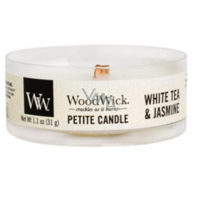WoodWick White Tea & Jasmine - White tea and Jasmine scented candle with wooden wick petite 31 g