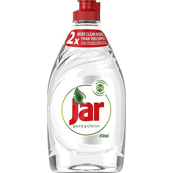 Jar Pure & Clean hand dishwashing detergent, does not contain any perfumes or dyes 450 ml