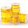 Ditipo Fabric ribbon with wire yellow with flowers 2 mx 40 mm