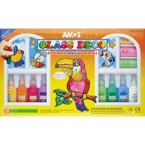 Amos Colors for glass set of 13 colors x 22 ml + foil and stencils
