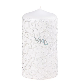 Arome Baroque candle cylinder white, silver decoration 60 x 120 mm 280 g