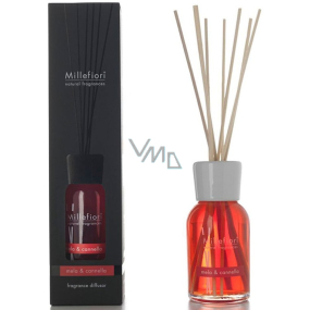 Millefiori Milano Natural Mela & Cannella - Apple and Cinnamon Diffuser 250 ml + 8 stalks 30 cm long for medium-sized spaces lasts at least 3 months