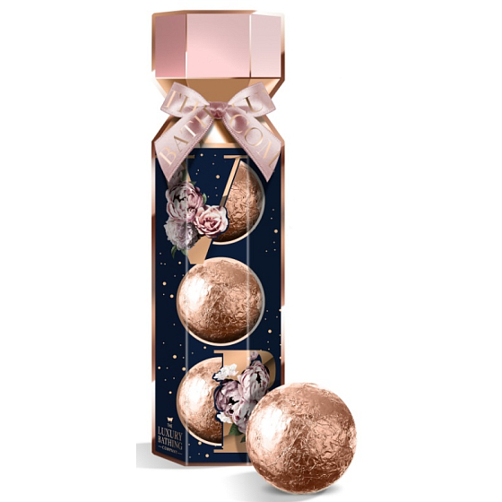 Grace Cole Velvet Rose & Peony sparkling bath ball 3 x 100 g, cosmetic set for women