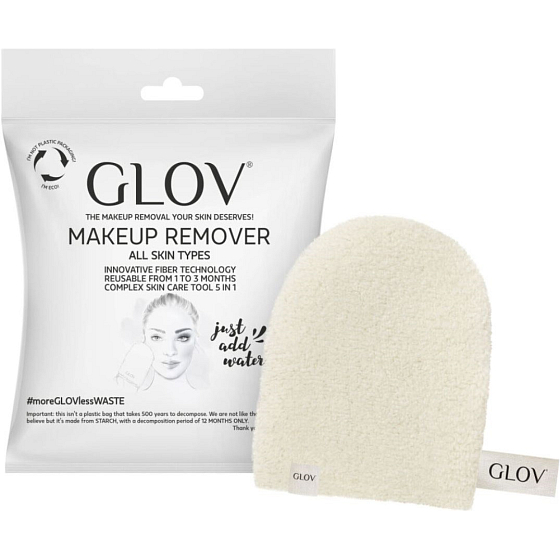 Glov On-The-Go Eco Ivory Makeup Remover Water Only Makeup Remover Gloves 1 piece