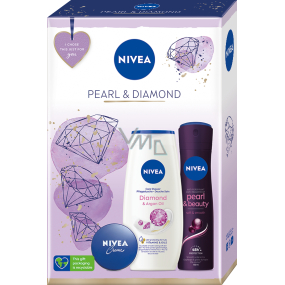 Nivea Pearl & Diamond Pearl & Beauty antiperspirant deodorant spray 150 ml + Diamond & Argan Oil shower gel 250 ml + Creme cream for basic care 30 ml, cosmetic set for women